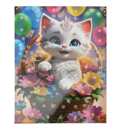 Аппликация пайетками 3D котик в корзинке МУЛЬТИ АРТ в кор.100шт