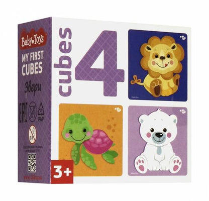 Кубики "Звери" (без обклейки) 4 шт Baby Toys