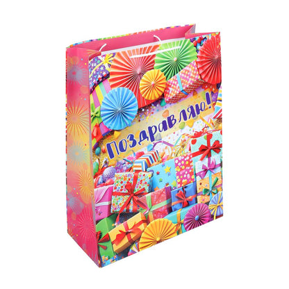 Пакет подарочный МАТОВЫЙ пакет подарочный xl, с др8 ЧУДО ПРАЗДНИК в кор.5*12шт