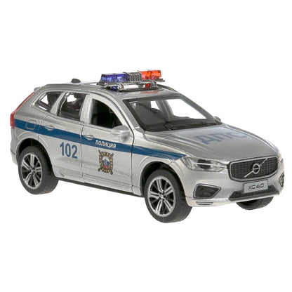 Machine en métal noir "volvo xc60 r-desing police" 12 cm, ingénieur, serebriste. Parc technologique dans le cor.2*36шт