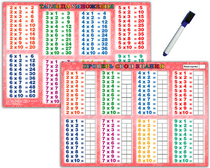 Таблица умножения - проверь свои знания. Планшетное издание с маркером. МГОГОРАЗОВЫЕ.