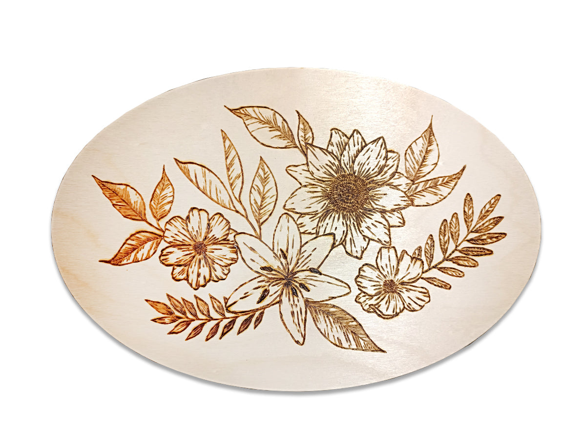 Выжигание. Дощечка для выжигания "Цветы" (овал, конверт А4)