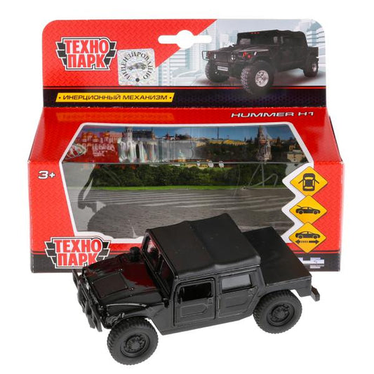 Машина металл Hummer H1 пикап черный 12см, открыв. двери, инерц. в кор. Технопарк в кор.2*24шт