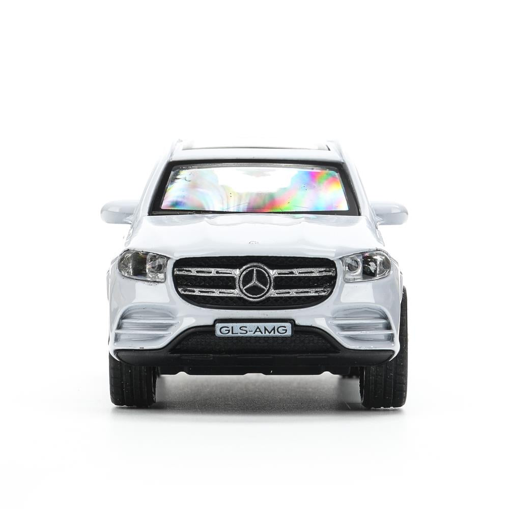 GLS-12-SR Машина металл MERCEDES-BENZ gls class amg 12см, дв,баг,ин,серебряный, кор. Технопарк в кор