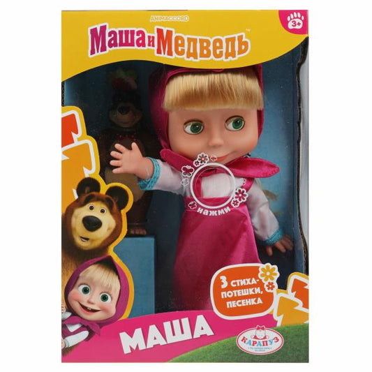Кукла Маша И МЕДВЕДЬ маша 25см, озвучка, медведь, кор КАРАПУЗ в кор.18шт