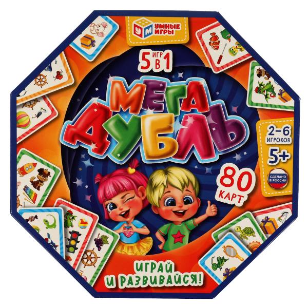 Megadubul 5 en 1. 80 cartes 230х230х45 mm. Умные игры в кор.12шт