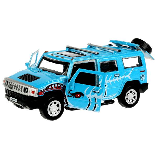Machine en métal HUMMER H2 HUMMER 12 см, double, bag, инерц, голубой, kor. Parc technologique dans le cor.2*36шт