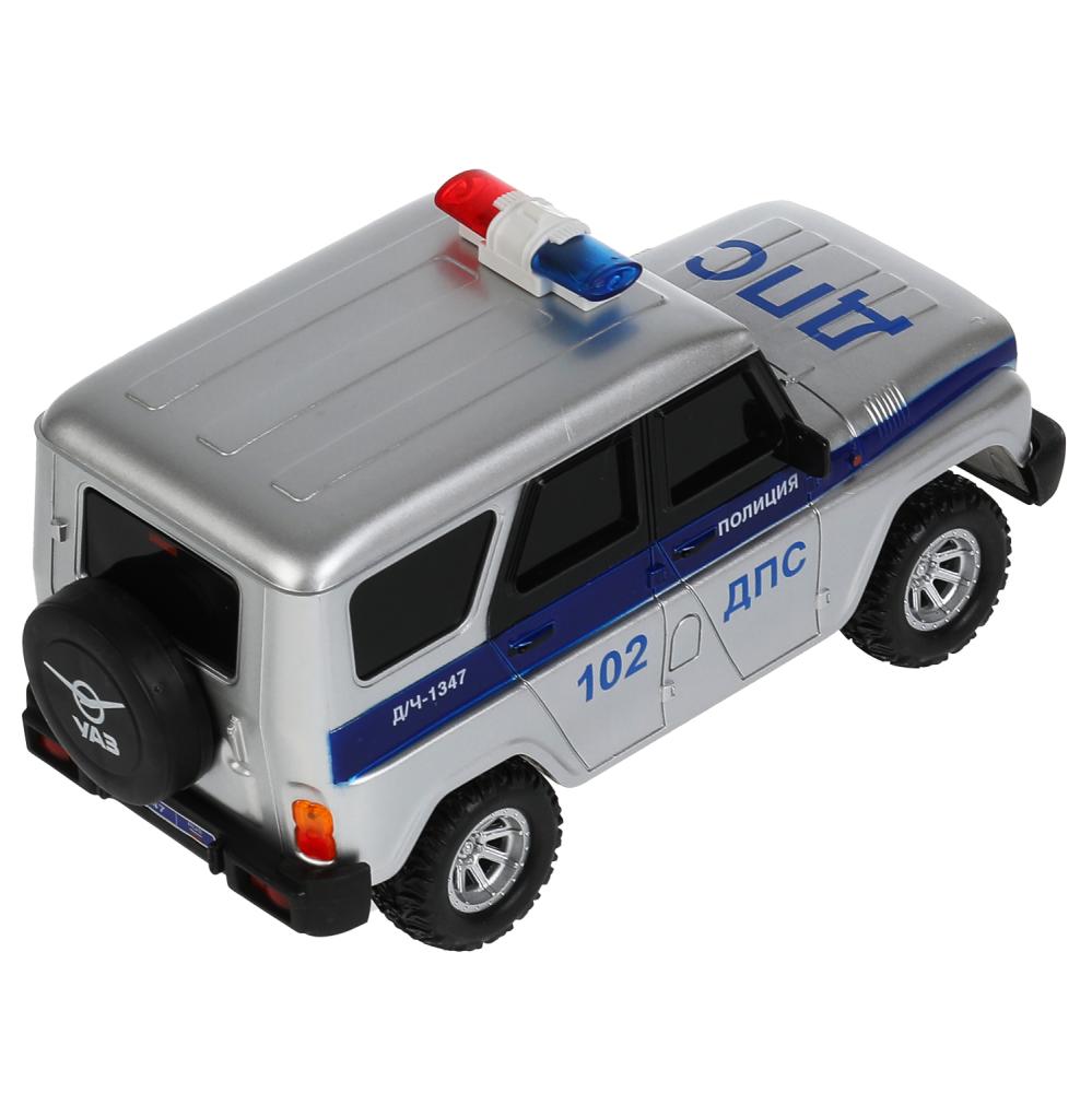 Машина р/у UAZ HUNTER ПОЛИЦИЯ 18 см, свет, серебр, кор. Технопарк в кор.2*24шт