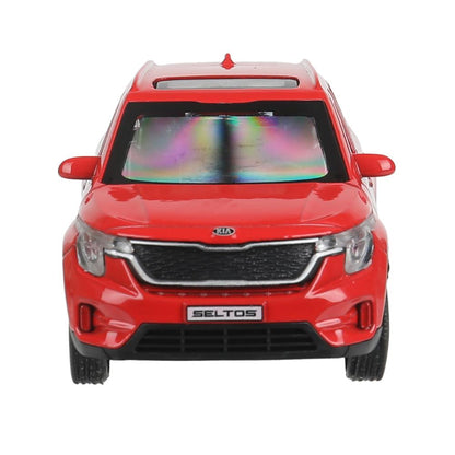 Машина металл KIA seltos длина 12 см, двери, багажник., инерц, красный, кор. Технопарк в кор.2*36шт