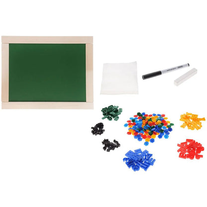 Доска комбинированная №6 (мел, маркер, набор букв рус.алфавита, цифр, знаков, вкладыши, магнитная шестигранная мозаика) новая упаковка (Россия)