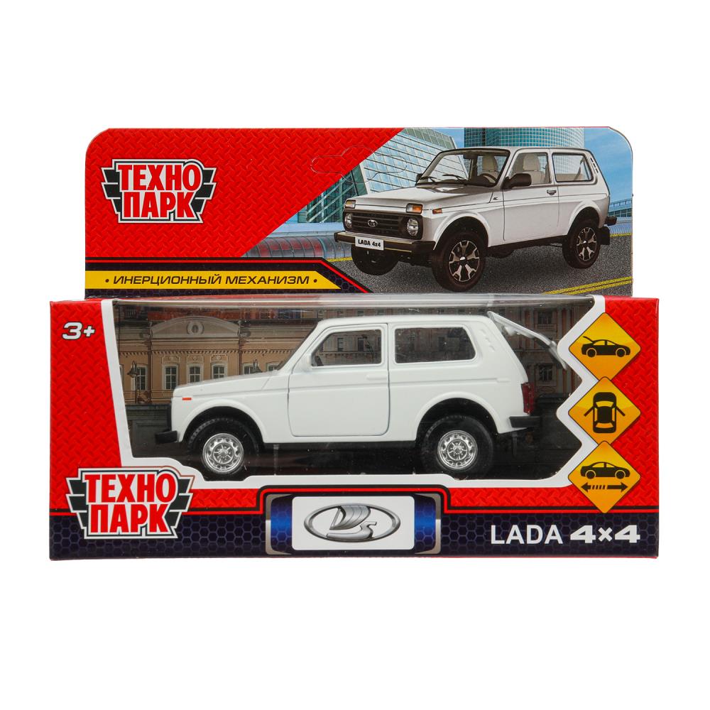Машина металл LADA 4x4 длина 12 см, двери, багажник, инерц, белый, кор. Технопарк в кор.2*36шт
