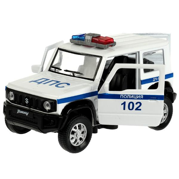 Машина металл светзвук SUZUKI JIMNY ПОЛИЦИЯ 11,5 см, дверь, сумка, инер, кор. Технопарк в кор.2*36шт