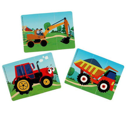 Развивающие пазлы-половинки "Синий Трактор". 3в1 155х115х30мм. Умные игры в кор.20шт