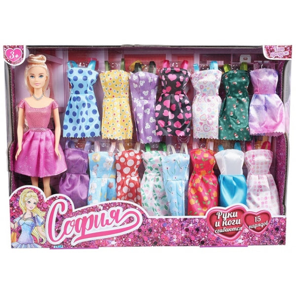 Кукла 29 см, руки и ноги сгиб., набор платья, акс, кор КАРАПУЗ в кор.12шт