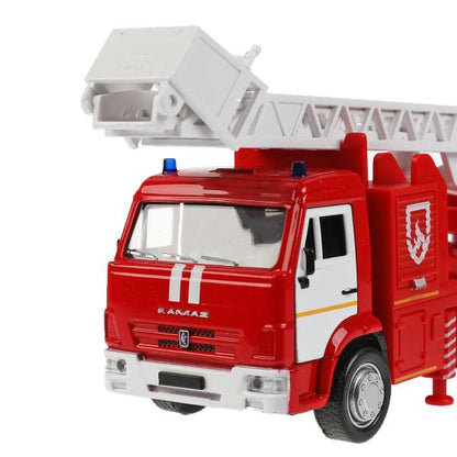 Машина металл свет-звук KAMAZ ПОЖАРНЫЙ 17 см, двери, подвиж дет, инерц, кор. Технопарк в кор.2*30шт