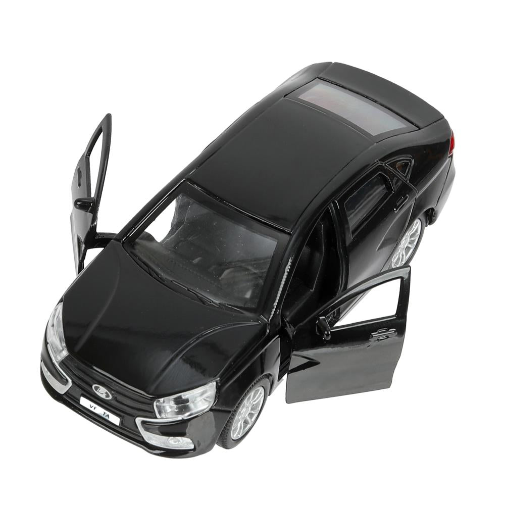Машина металл LADA vesta 11,5 см, двери, черный, кор. Технопарк в кор.2*36шт
