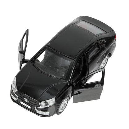 Машина металл LADA vesta 11,5 см, двери, черный, кор. Технопарк в кор.2*36шт