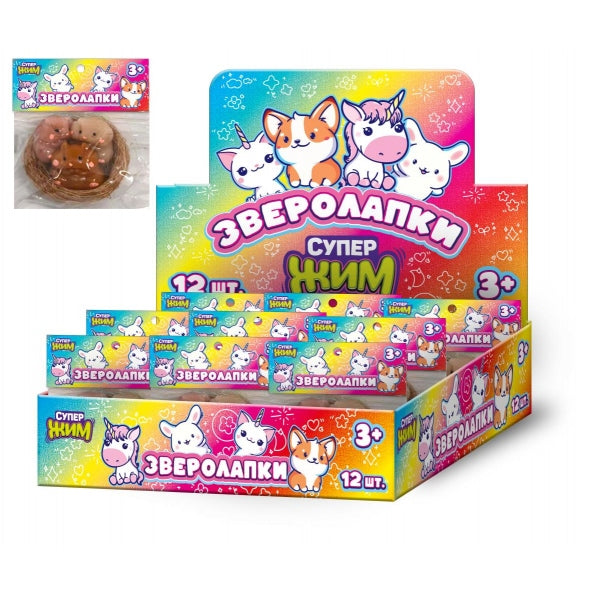 Игрушка-антистресс зверолапки хомяк, дисплей Супер Жим уп-12шт в кор.16уп