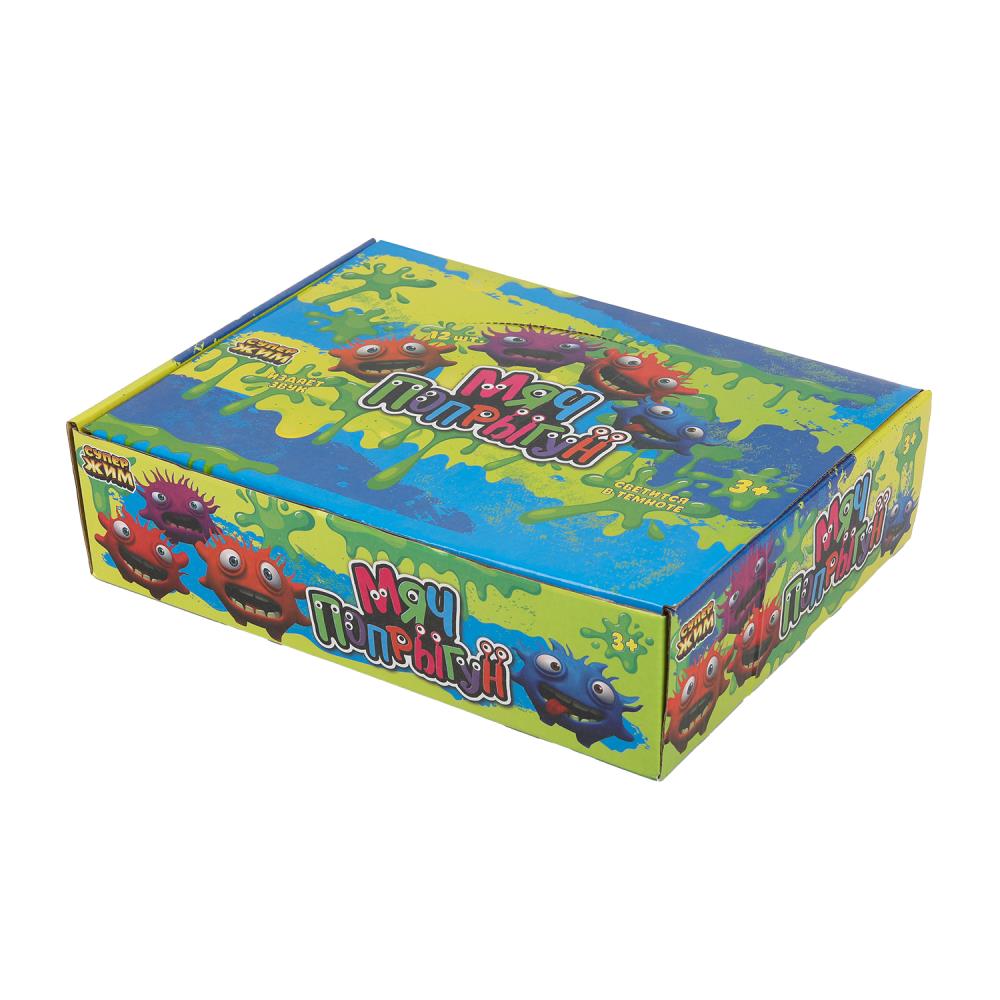 Игрушка мяч-попрыгун 7,5см светится, цвета в сборе, светодиод Супер Жим уп-12шт в кор.12уп