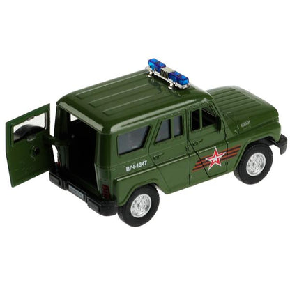 HUNTER-12SLARR-GN338203 Машина металл свет-звук UAZ HUNTER АРМИЯ РОССИИ 12 см, двер, багаж, ин, кор.