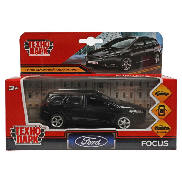 Машина металл FORD FOCUS TURNIER длина 12 см, дверь, сумка, инерц, черный, кор. Технопарк в кор.2*36шт