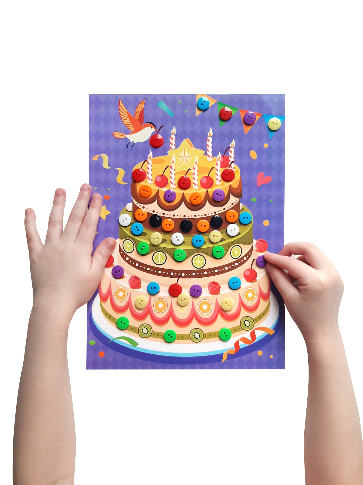 Аппликация из пуговиц "Праздничный торт" 180х250 (европодвес)