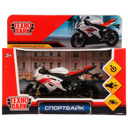 2004I099-R1Модель металл СПОРТБАЙК 11см, руль поворач, подвеска, подножка, кор. Технопарк в кор.5*48