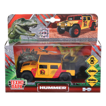 Технопарк. Модель "Hummer H1 Пикап" 12см+динозавр 9см, метал дв.,баг.инерц. арт.SB-18-09-H1+DINO(WB)