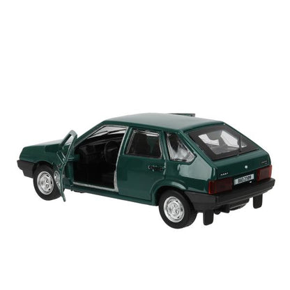 Машина металл ваз-2109 "СПУТНИК" 12 см, двери, багаж, инер,зеленый, кор. Технопарк в кор.2*36шт