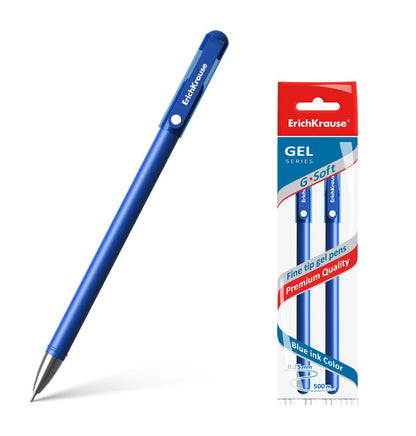 Н-р из 2 ручек гелевых ErichKrause G-Soft Stick Classic 0.38, цвет чернил синий (в пак) 39519
