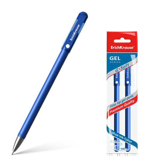 Н-р из 2 ручек гелевых ErichKrause G-Soft Stick Classic 0.38, цвет чернил синий (в пак) 39519