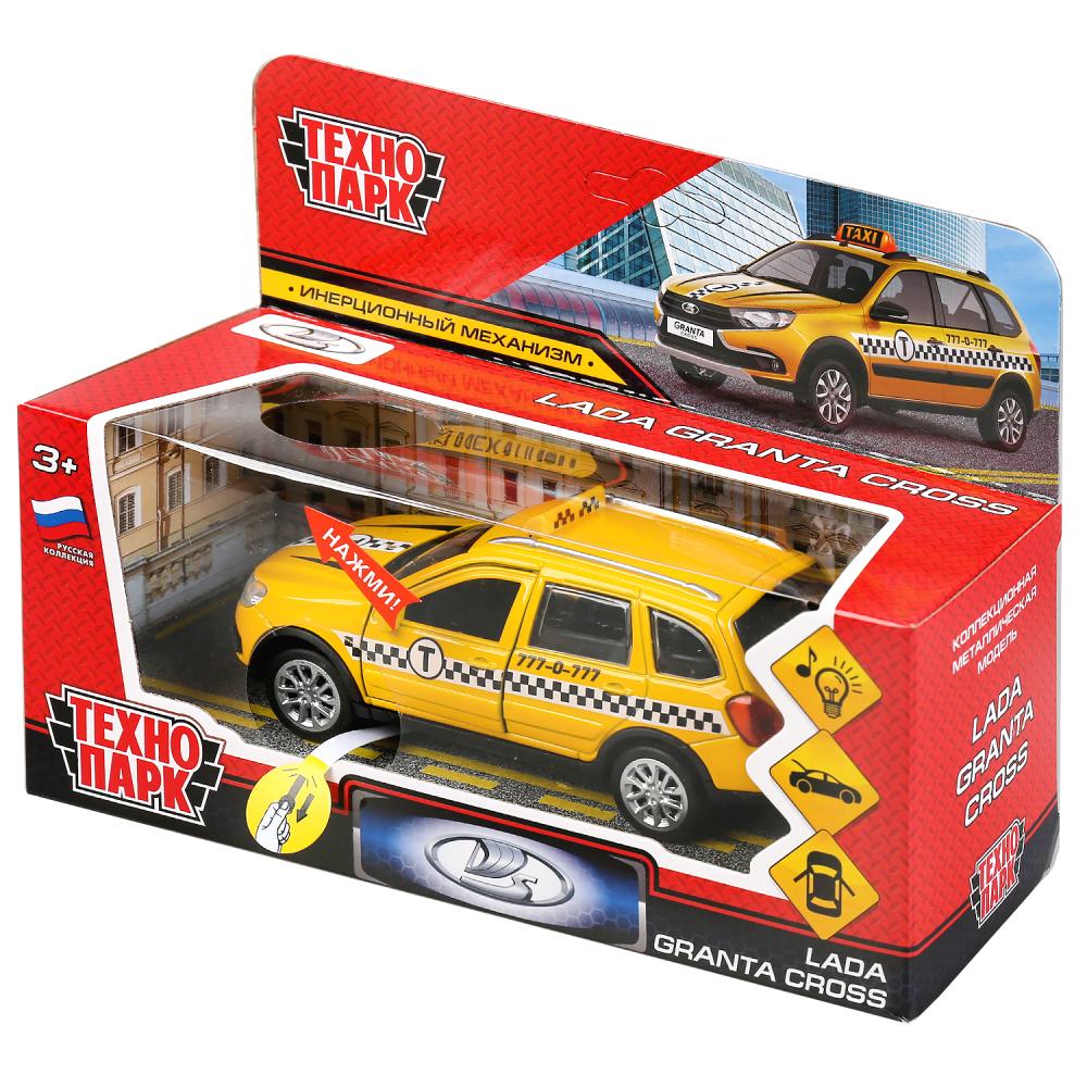 Машина металл свет-звук "lada granta cross 2019 такси"12см,инерц,.желтый,в кор Технопарк в кор2*36шт