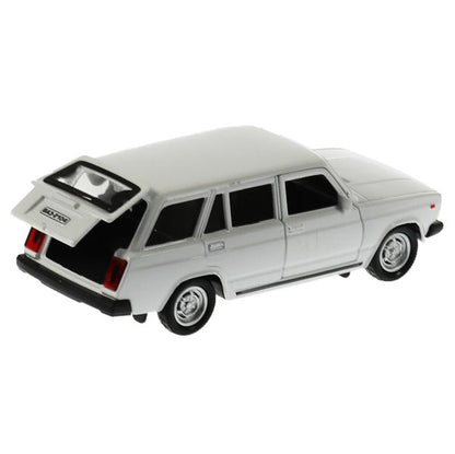 2104-12-WH 340048 Машина металл ВАЗ-2104 ЖИГУЛИ длина 12 см, двери, багаж, инерц, белый, кор. Техноп