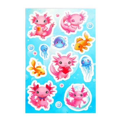 Наклейки бумажные 12х18 см, аксолотль МУЛЬТИ АРТ в кор.500шт