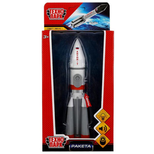 ROCKET-18SL-WHGY Модель металл свет-звук ракета высота 18 см, люк, бело-серый, кор. Технопарк в кор.