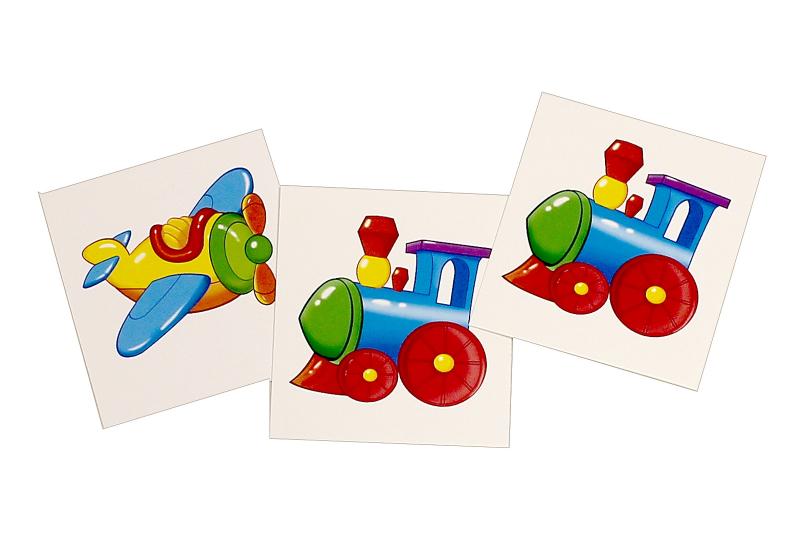 5336 Счетный материал. Набор из 20 карточек. Паровозик, самолет.