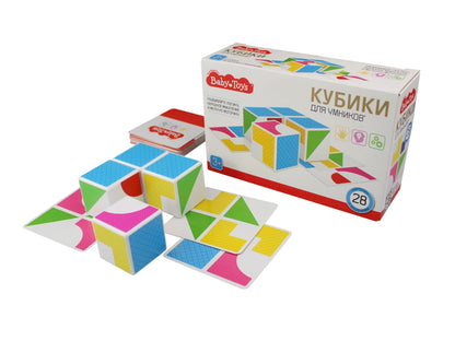 Кубики пластиковые "Кубики для умников" 4 шт с карточками Baby Toys