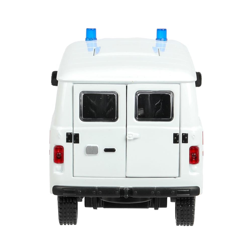 Машина металл светзвук УАЗ УАЗ 452 СКОРАЯ, 18,5 см, св-зв,дв,люк,баг,ин,бел Технопарк в кор.2*18шт