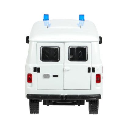 Машина металл светзвук УАЗ УАЗ 452 СКОРАЯ, 18,5 см, св-зв,дв,люк,баг,ин,бел Технопарк в кор.2*18шт