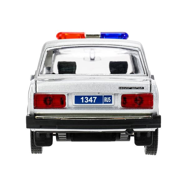 Машина металл свет-звук LADA ваз 2107,дв,к,баг,св-зв,ин,17,5 см,ПОЛИЦИЯ сер Технопарк в кор.2*18шт