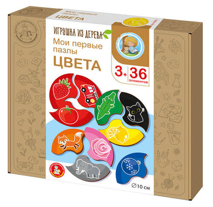 Пазлы из дерева. Мои первые пазлы "Цвета" 36 эл