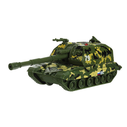 Модель металл МСТА-ГАУБИЦА 12 см, вращается башня, инерция, камуф, кор. Технопарк в кор.2*24шт