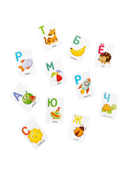 Игра магнитная. Азбука с картинками. 54 эл. (европодвес)