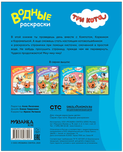Три кота. Водные раскраски. Наш день