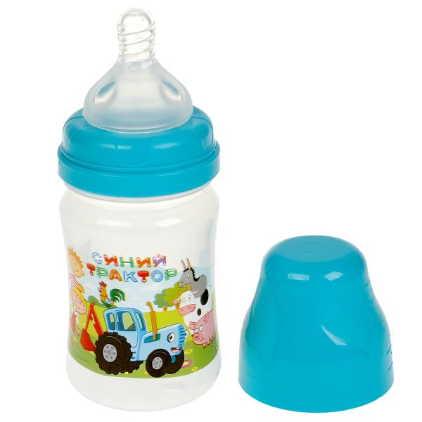 Бутылочка для корм., шир. г СИНИЙ ТРАКТОР 150 мл, сил. с., без ручки Умка в кор.12шт