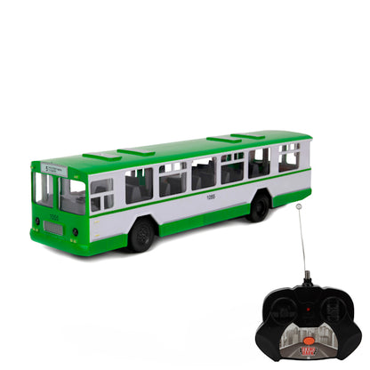 АВТОБУС "ТЕХНОПАРК" Р/У СВЕТ+ЗВУК, ОТКРЫВ. ДВЕРИ В РУСС. КОР. 24СМ в кор.2*12шт