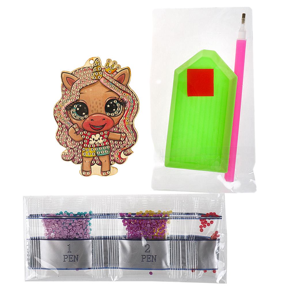 Алмазная мозаика-подвеска единорожка МУЛЬТИ АРТ в кор.48шт