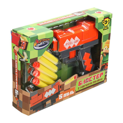 Бластер с мягкими пулями, мой мир, коробка 22*16*5 см ИГРАЕМ ВМЕСТЕ в кор.2*60шт