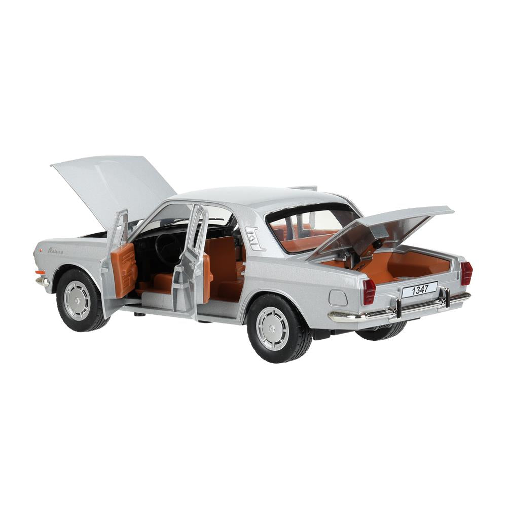 ГАЗ 2401 свет-звук 19,7 см, дв, кепка, сумка, ин, серый Технопарк в кор.2*24шт