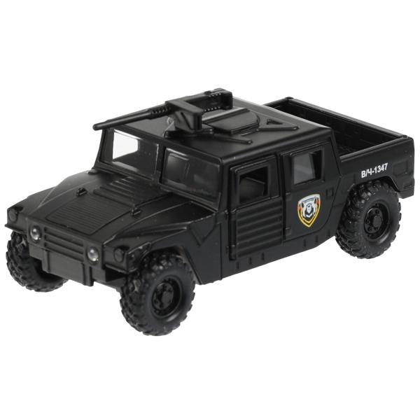 Машина металл АРМЕЙСКИЙ ВНЕДОРОЖНИК ПИКАП 12 см, двери, багажн, черн, кор. Технопарк в кор.2*36шт